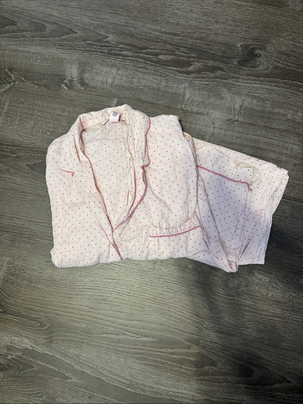 Victoria's Secret Light Pink Pajama Set with Red Polka Dots